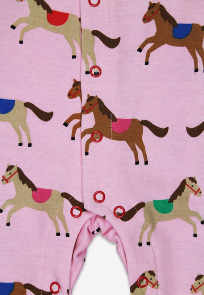 Organic Pink Horse and Pony Print Sleepsuit - Toby Tiger