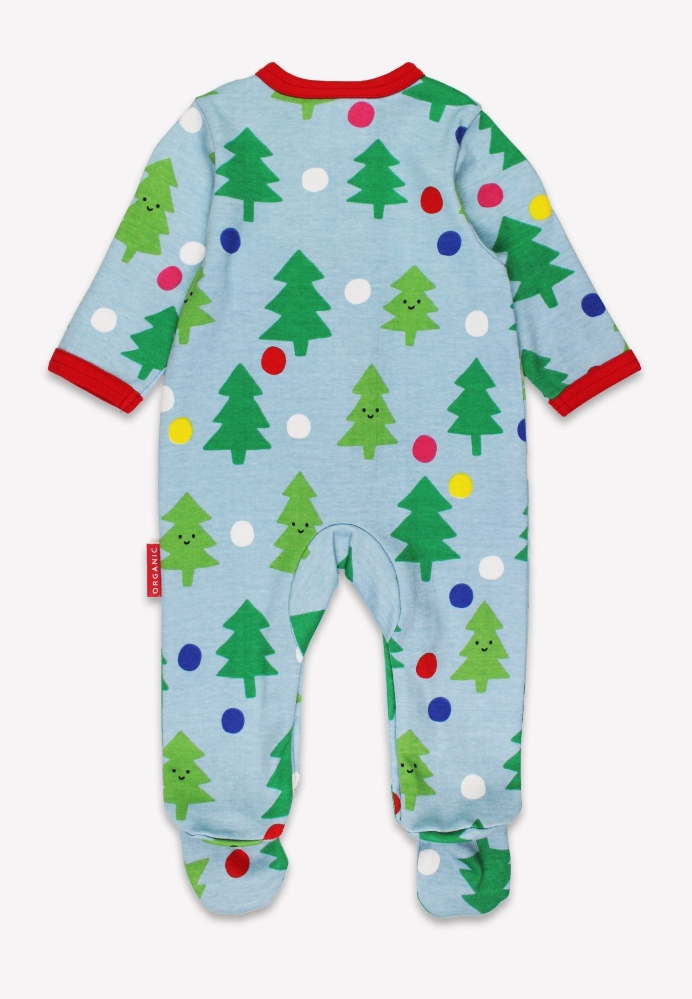 Organic Christmas Tree Print Sleepsuit - Toby Tiger