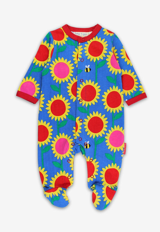 Organic Sunflower Bee Print Sleepsuit - Toby Tiger