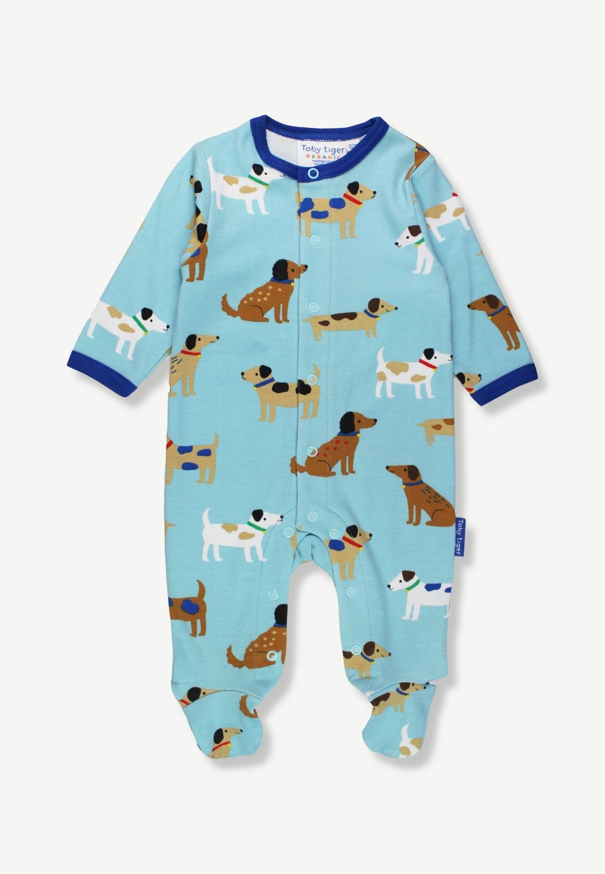 Organic Dog Print Sleepsuit - Toby Tiger UK