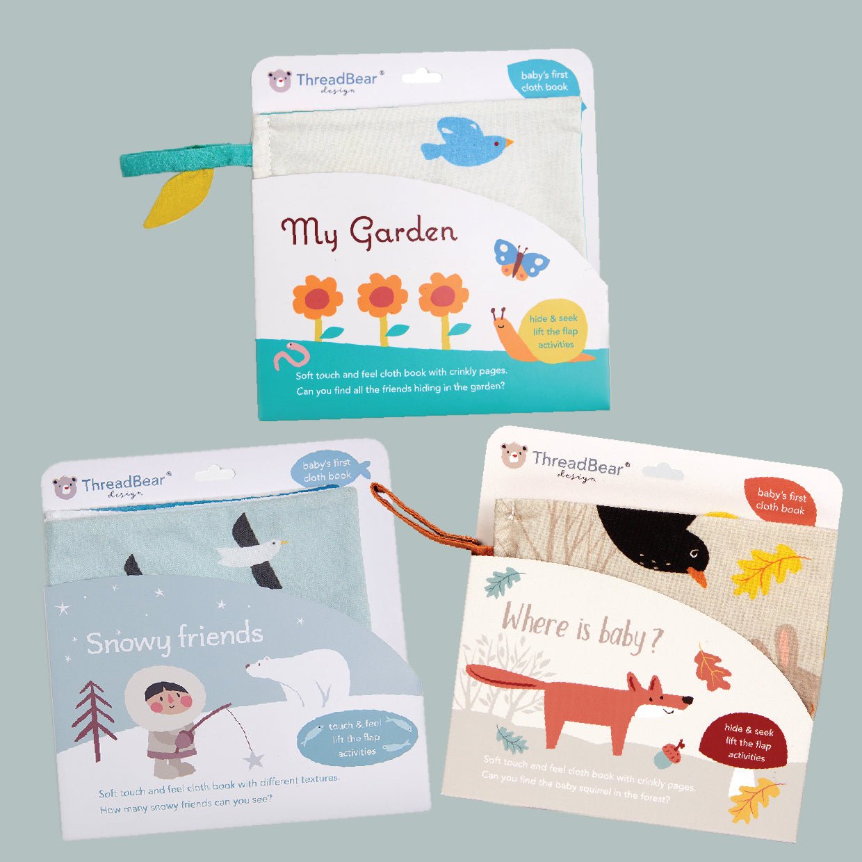 Baby Activity Book Set of 3 Bundle ( My Garden, Where is Baby, Snowy Friends) - Toby Tiger