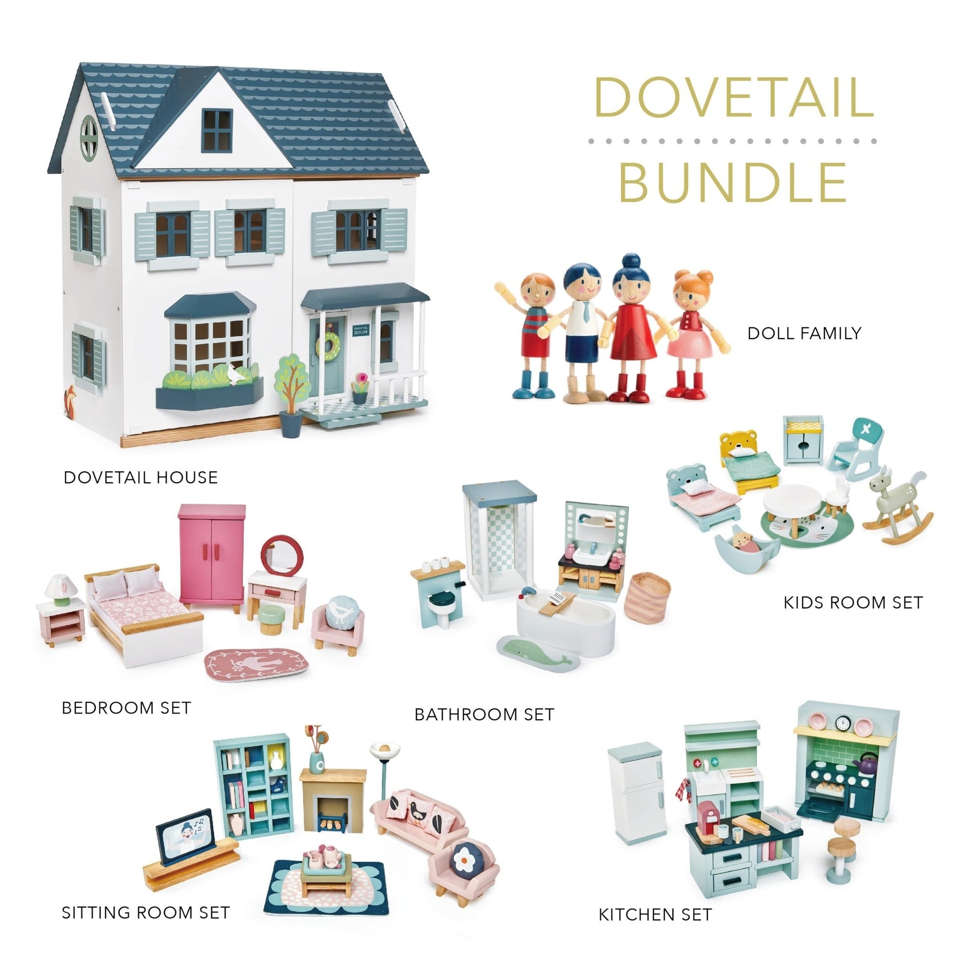 Dovetail Bundle (Dovetail House, Doll Family, 5 Room Sets) - Toby Tiger