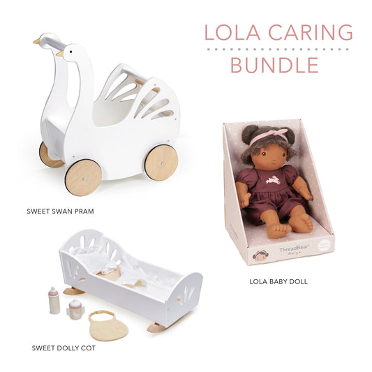 Lola Caring Bundle (Lola Doll, Pram, Dolly Bed) - Toby Tiger