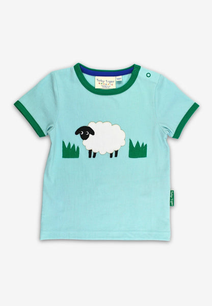 Organic Sheep Applique Short - Sleeved T-Shirt - Toby Tiger