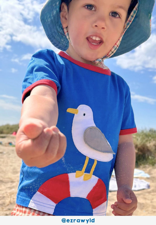 Organic Seagull Harbour Applique Short - Sleeved T-Shirt - Toby Tiger