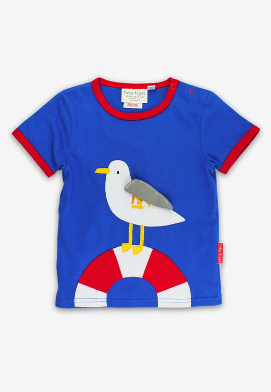 Organic Seagull Harbour Applique Short - Sleeved T-Shirt - Toby Tiger