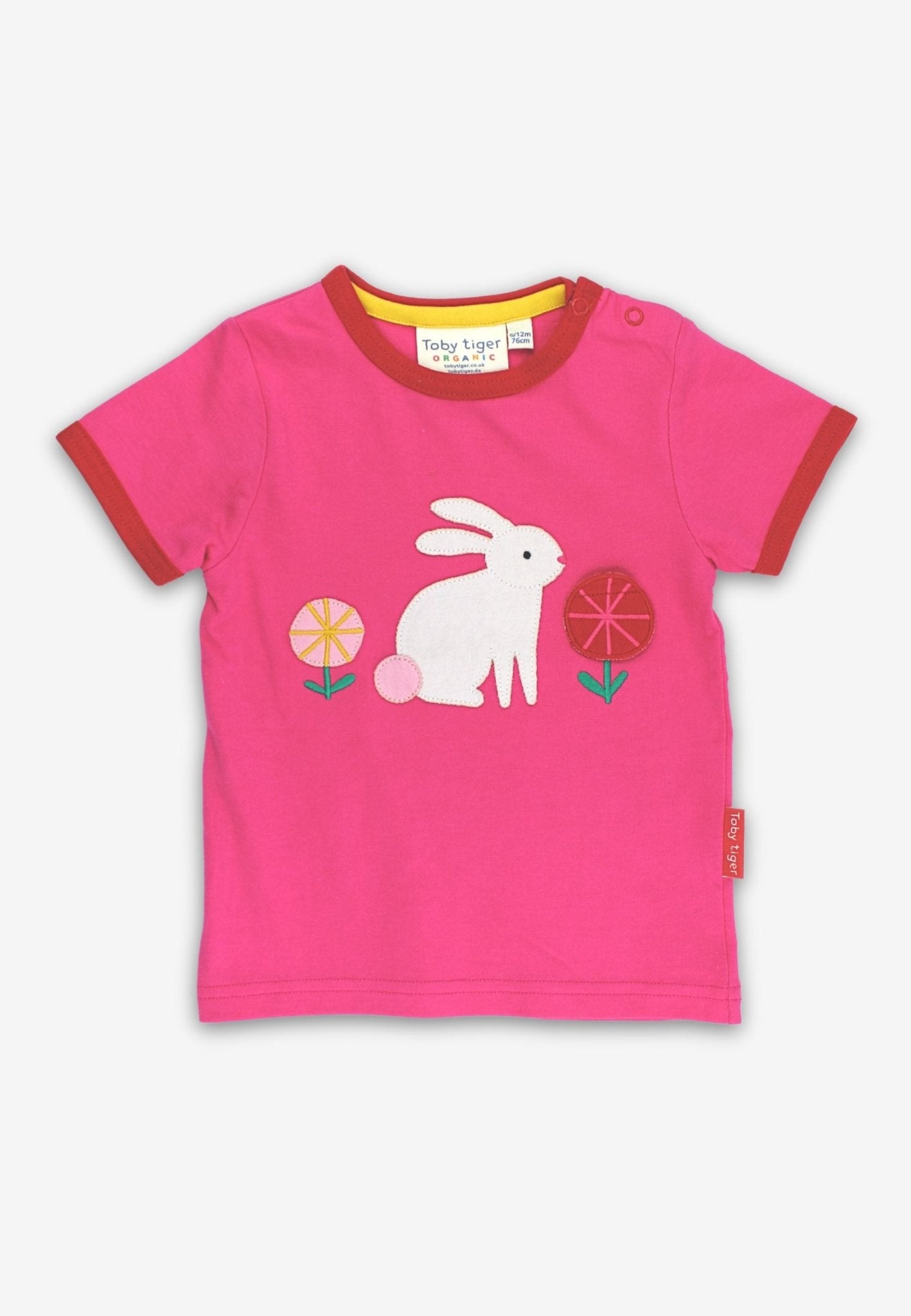 Organic Bunny Applique Lift The Flap Short - Sleeved T-Shirt - Toby Tiger