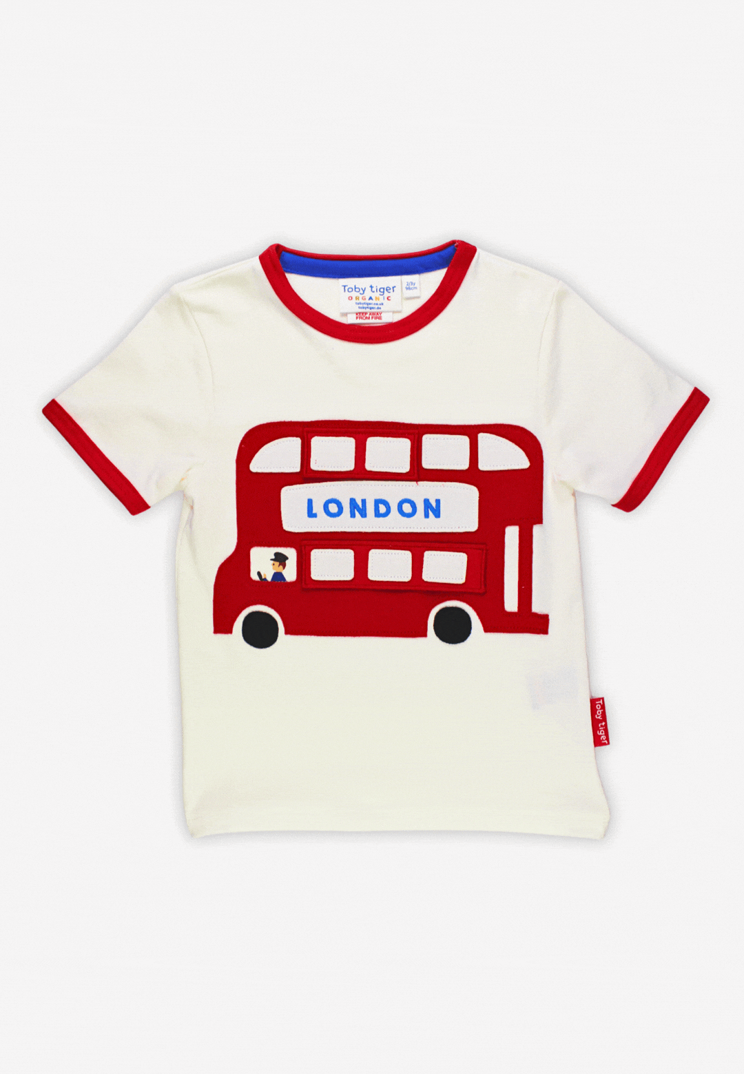 Bio-T-Shirt mit London-Bus-Applikation und kurzen Ärmeln