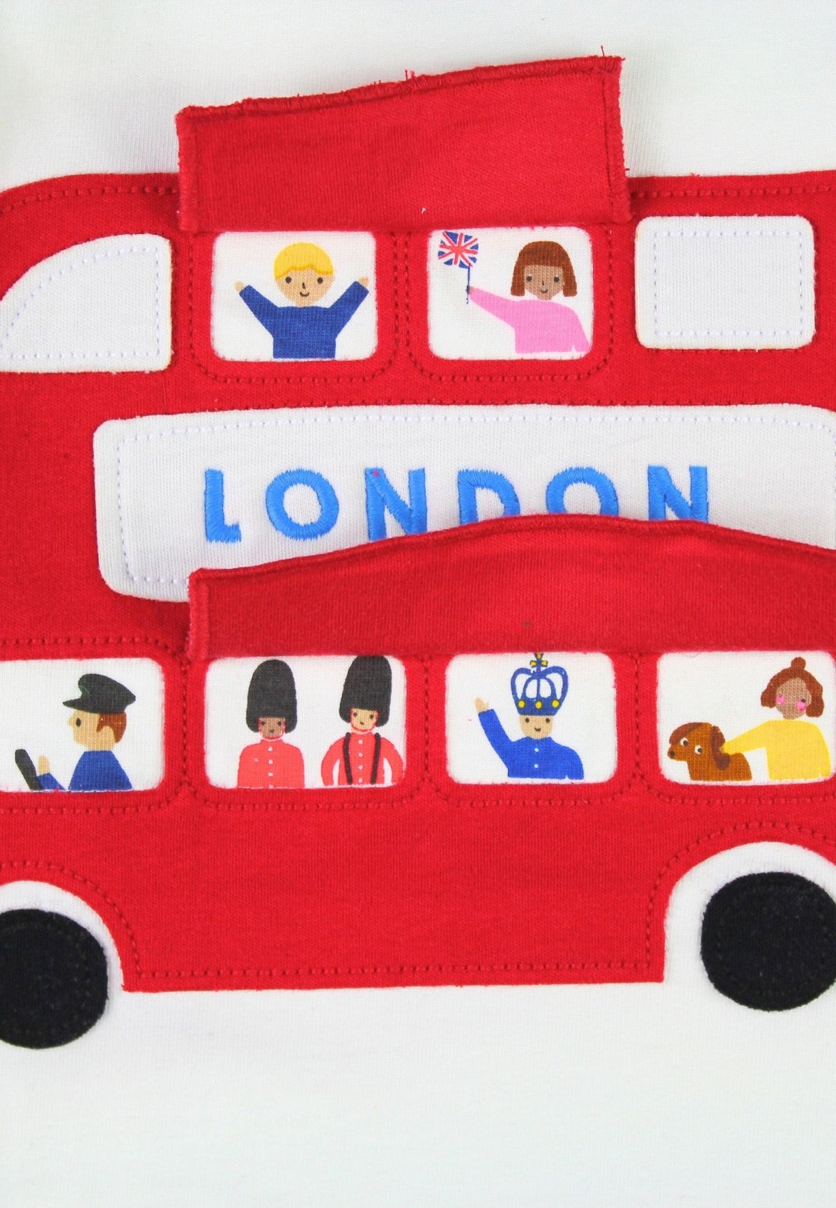 Organic London Bus Applique Short - Sleeved T-Shirt - Toby Tiger