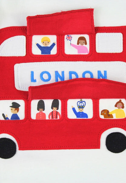 Organic London Bus Applique Short - Sleeved T-Shirt - Toby Tiger
