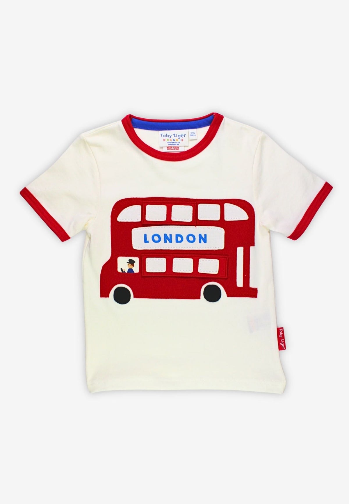Organic London Bus Applique Short - Sleeved T-Shirt - Toby Tiger