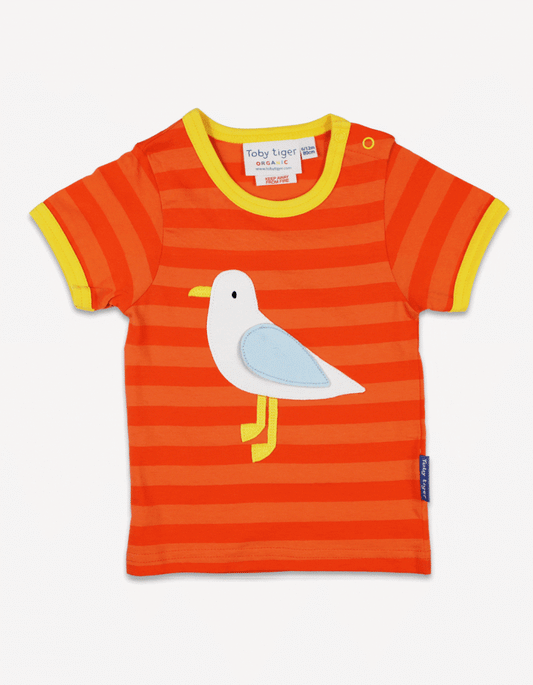 Organic Striped Seagull Applique T-shirt