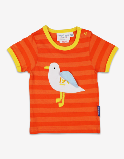 Organic Striped Seagull Applique T-shirt