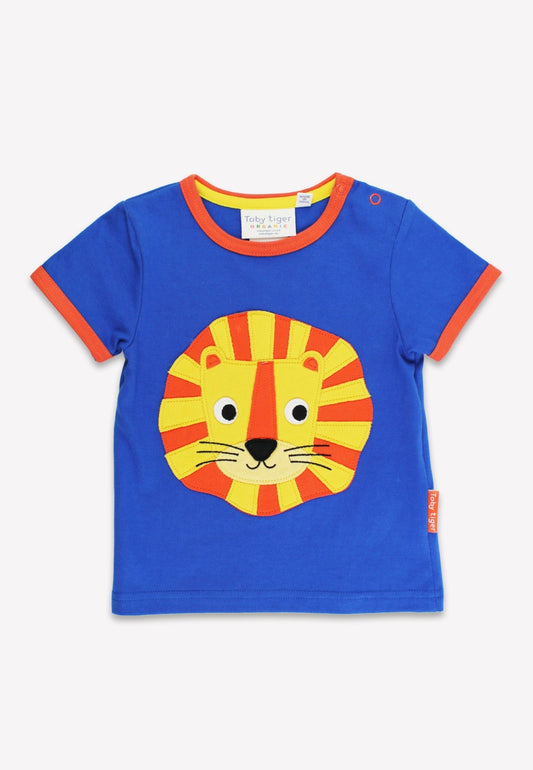 Organic Lion Head Applique Short - Sleeved T-Shirt - Toby Tiger