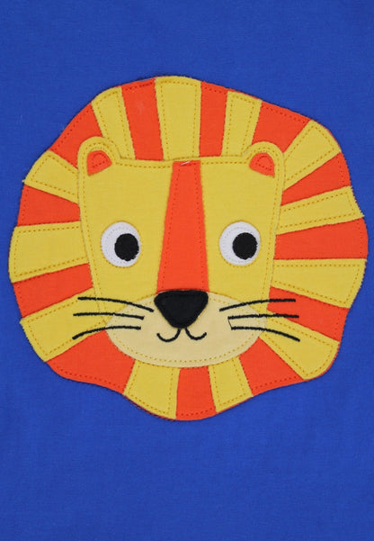 Organic Lion Head Applique Short - Sleeved T-Shirt - Toby Tiger