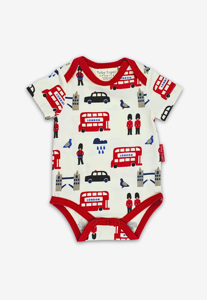 Organic London Print Baby Bodysuit - Toby Tiger