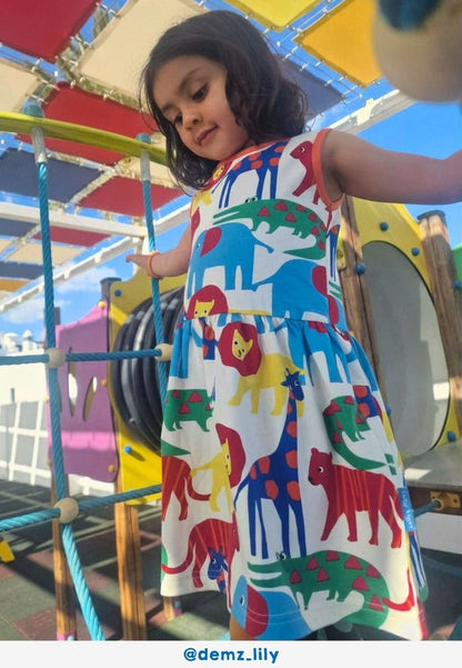 Organic Safari Print Summer Dress - Toby Tiger