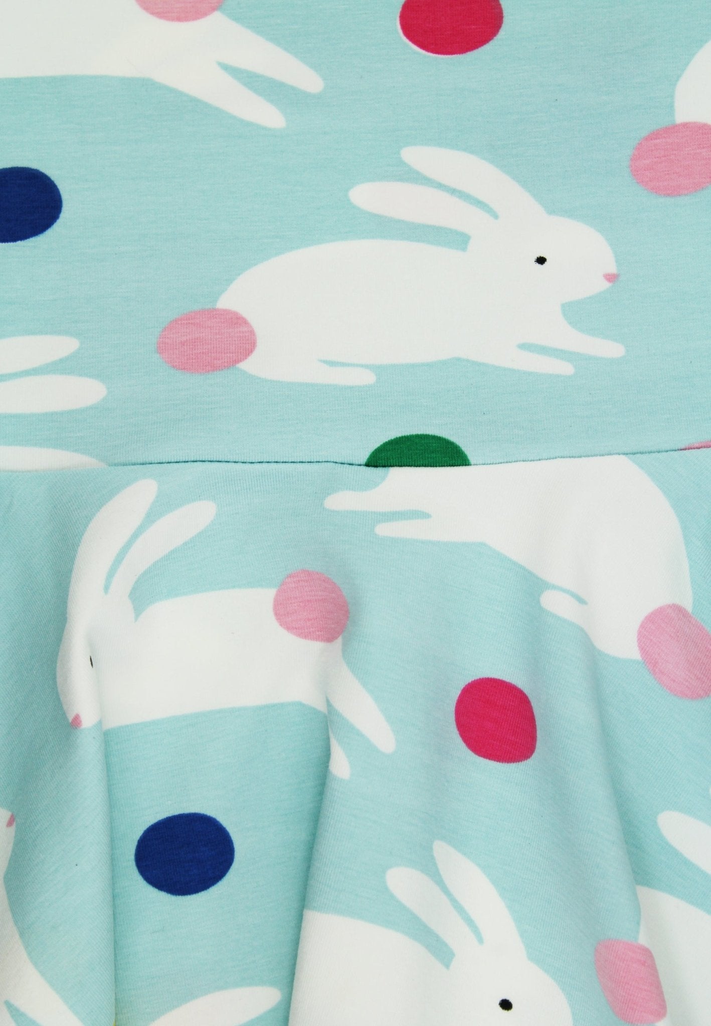 Organic Bunny Hop Print Short - Sleeved Skater Dress - Toby Tiger