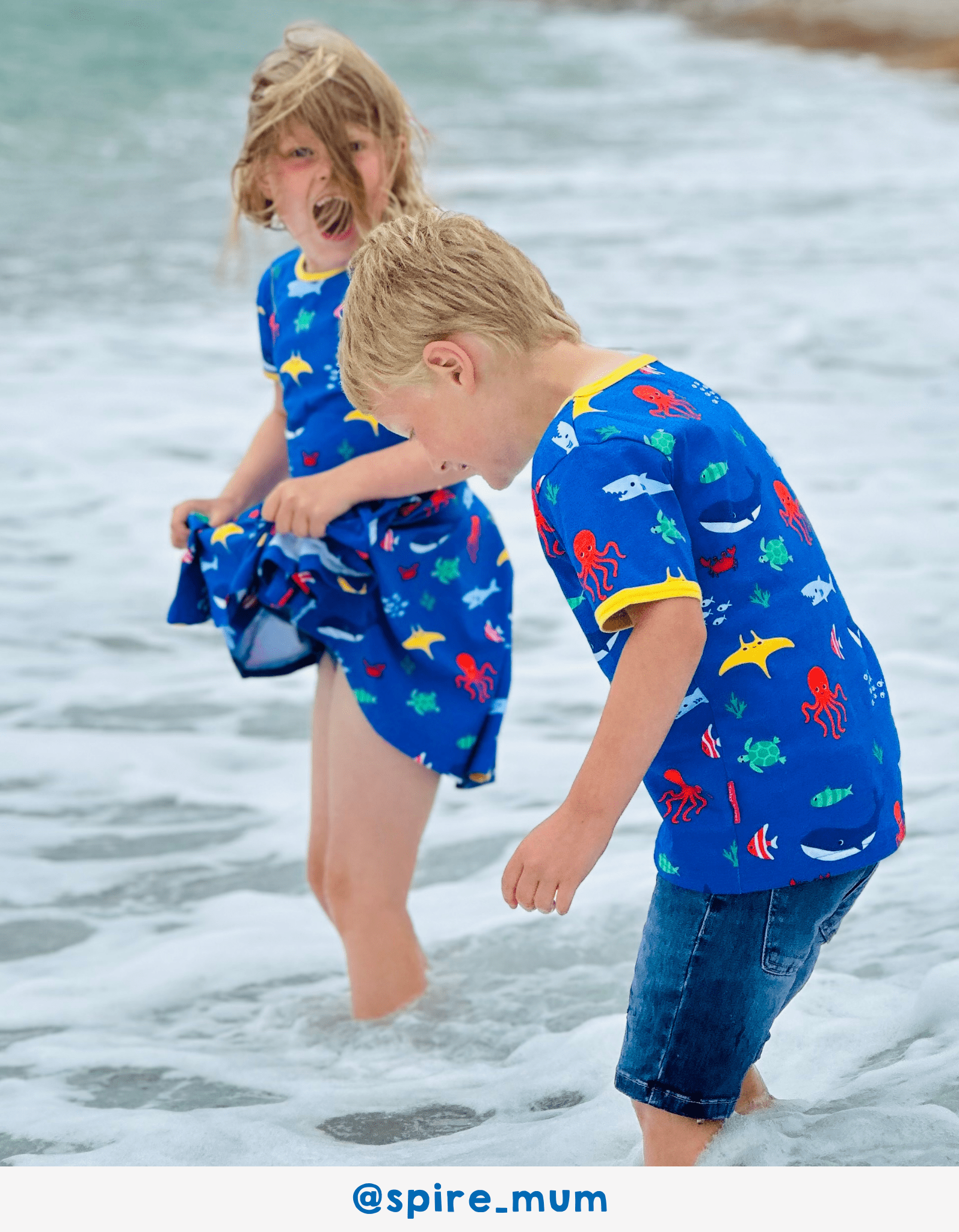 Organic Sealife Print Skater Dress - Toby Tiger