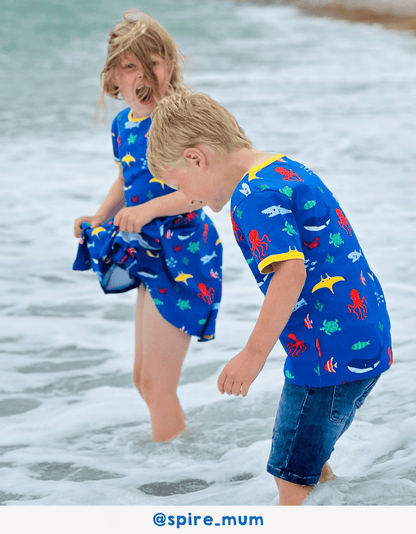 Organic Sealife Print Skater Dress - Toby Tiger