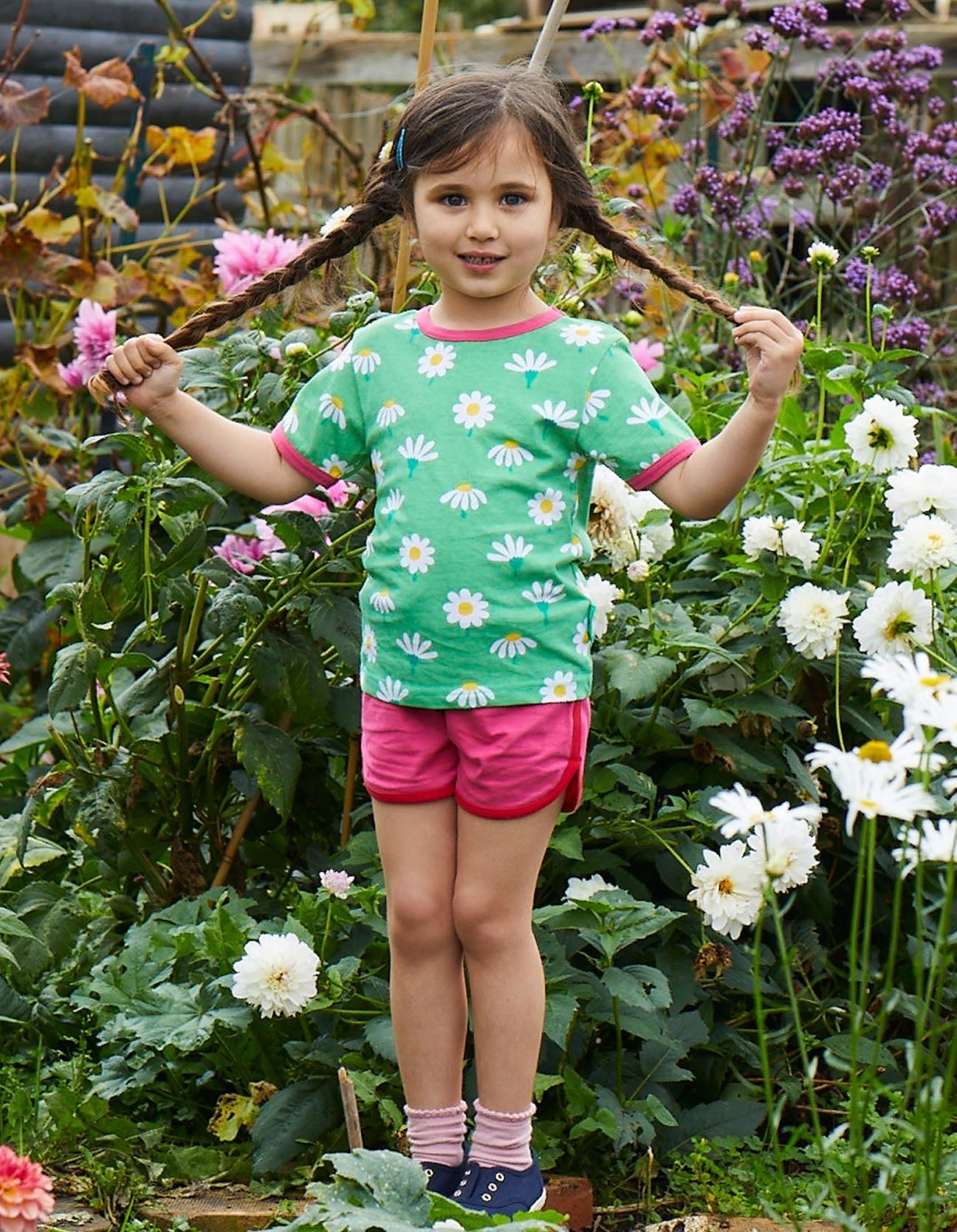 Organic Daisy Print Short Sleeved T Shirt