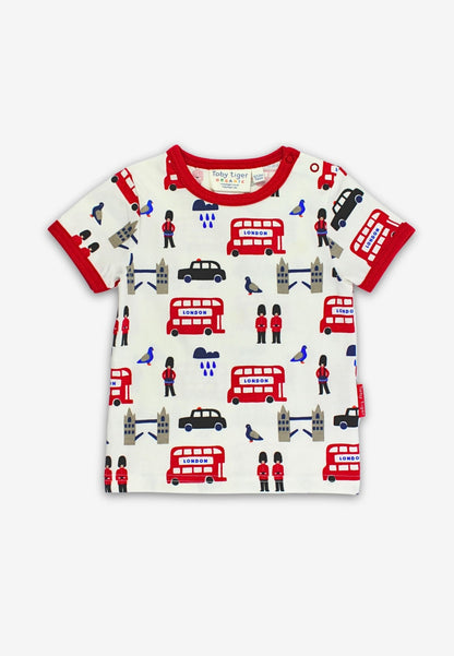 Organic London Print Short - Sleeved T-Shirt - Toby Tiger