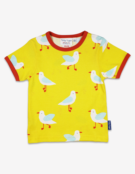 Organic Yellow Seagull Print T-shirt