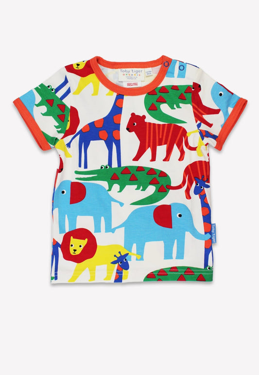 Organic Jungle Print Short - Sleeved T-Shirt - Toby Tiger