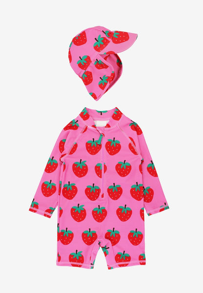 Strawberry Print Baby Swimsuit & Swim Hat Bundle - Toby Tiger