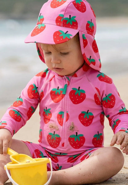 Strawberry Print Baby Swimsuit & Swim Hat Bundle - Toby Tiger UK