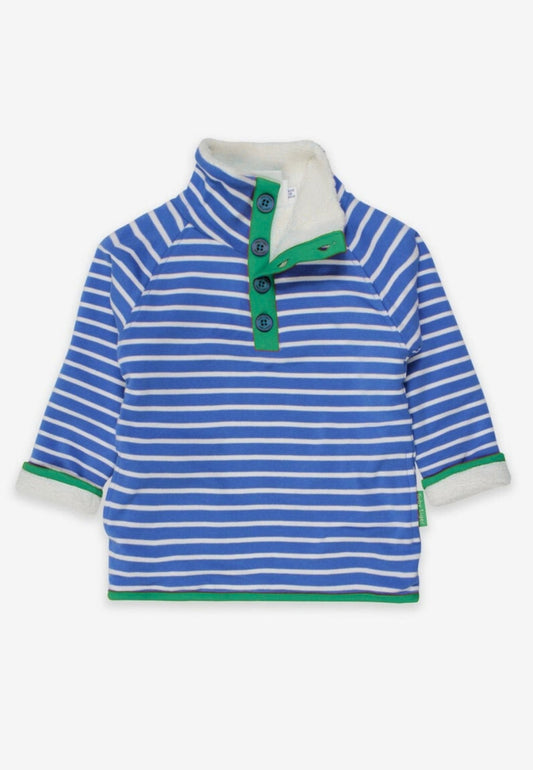 Organic Blue Breton Cosy Fleece Sweatshirt - Toby Tiger