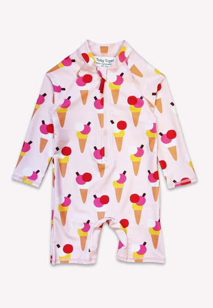 ICECREAM CONES TIGER OPEN SHIRT ＆PANTS Ice Cream Cones Print Baby Long-Sleeved Swimsuit | Eco