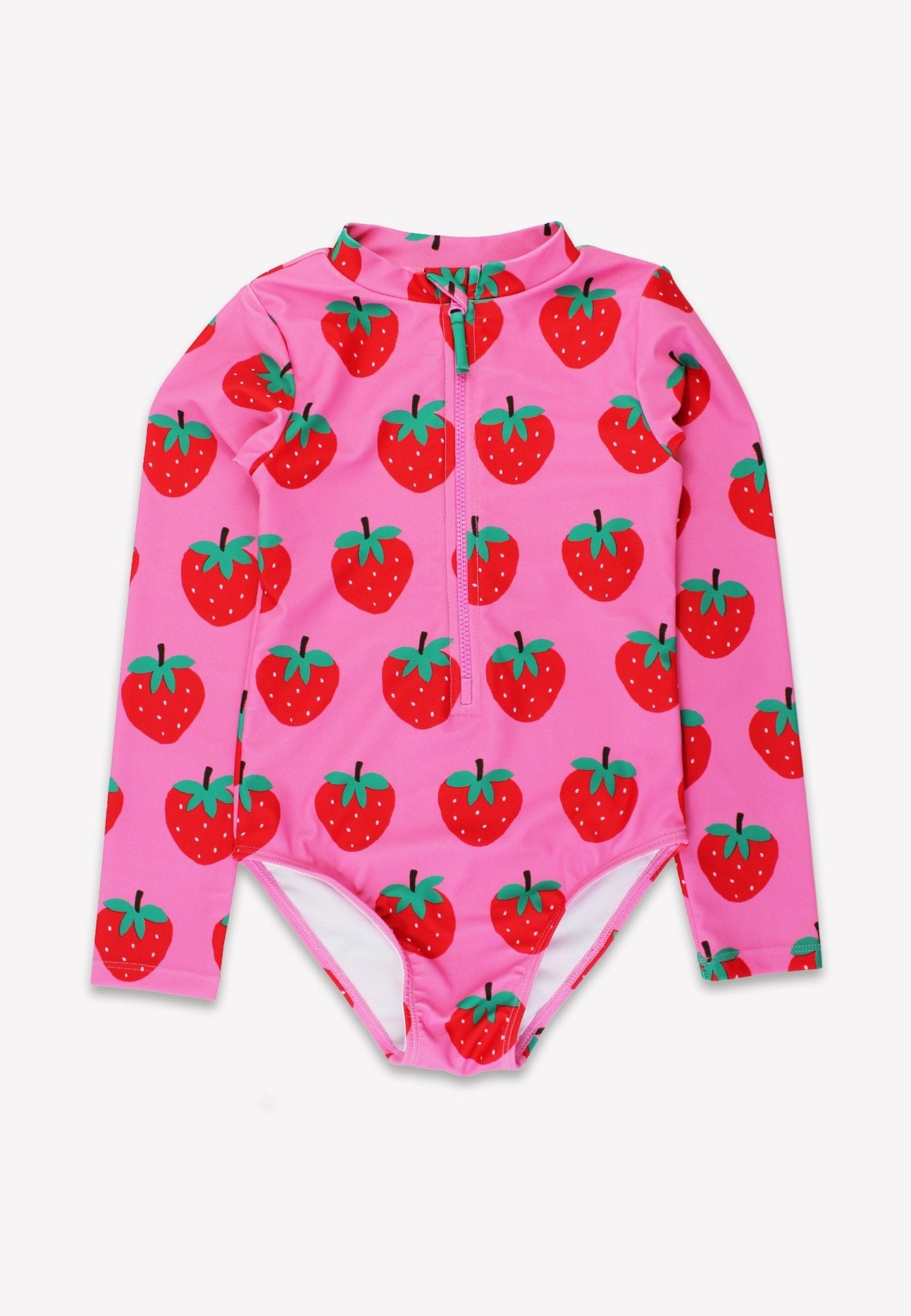 Strawberry Print Long - Sleeved Swimsuit - Toby Tiger