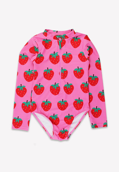 Strawberry Print Long - Sleeved Swimsuit - Toby Tiger
