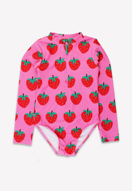 Strawberry Print Long - Sleeved Swimsuit - Toby Tiger