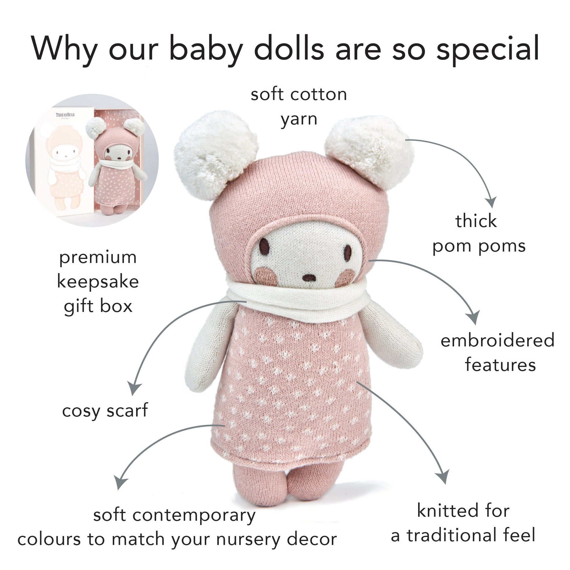 Baby Bella Knitted Doll - Toby Tiger