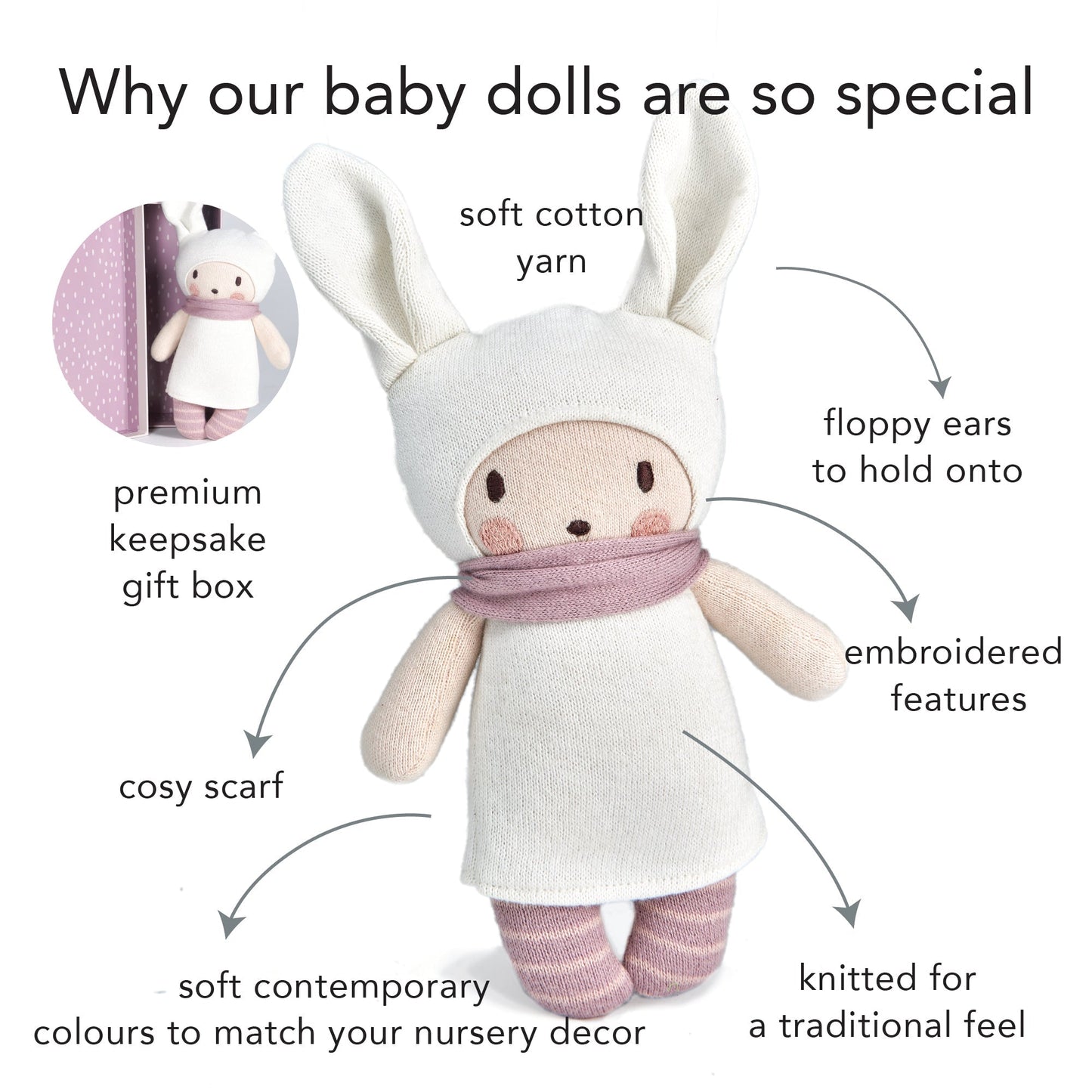 Baby Baba Knitted Doll - Toby Tiger