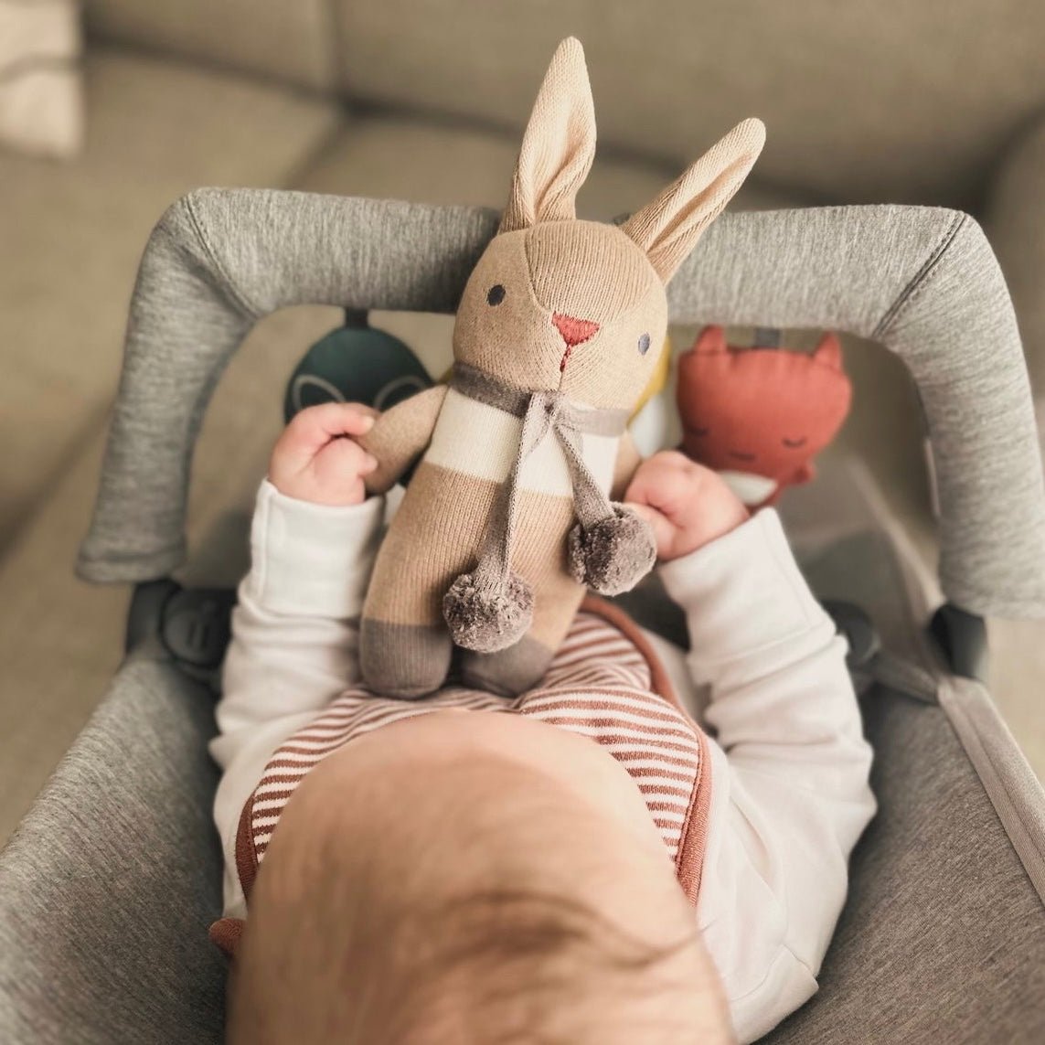 Baby Threads Taupe Bunny Rattle - Toby Tiger