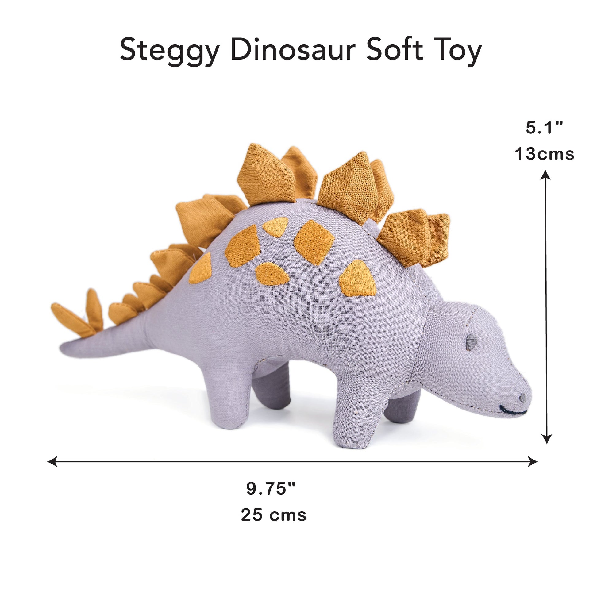 Steggy Linen Dinosaur Toy - Toby Tiger