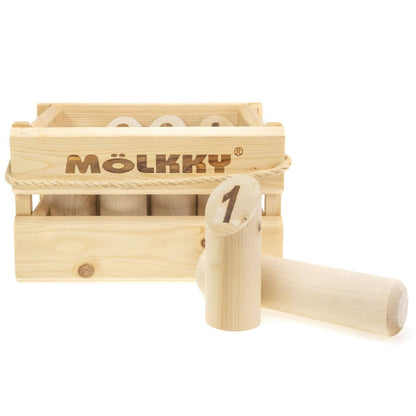 Mölkky Original Finnish Garden Game Set in Wooden Storage Crate - Toby Tiger UK