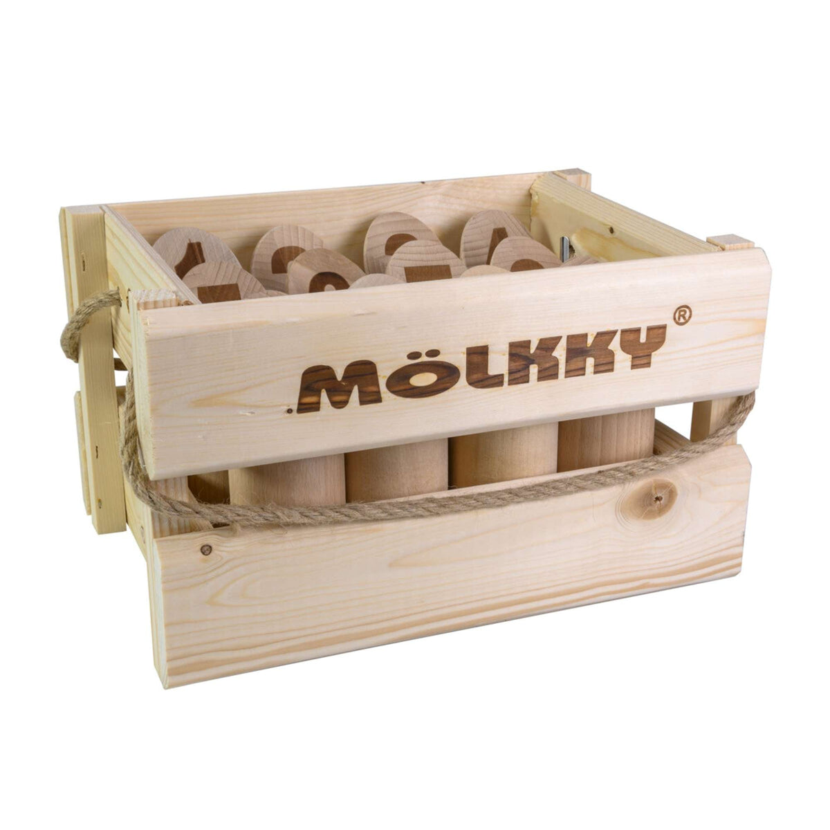 Mölkky Original Finnish Garden Game Set in Wooden Storage Crate - Toby Tiger UK