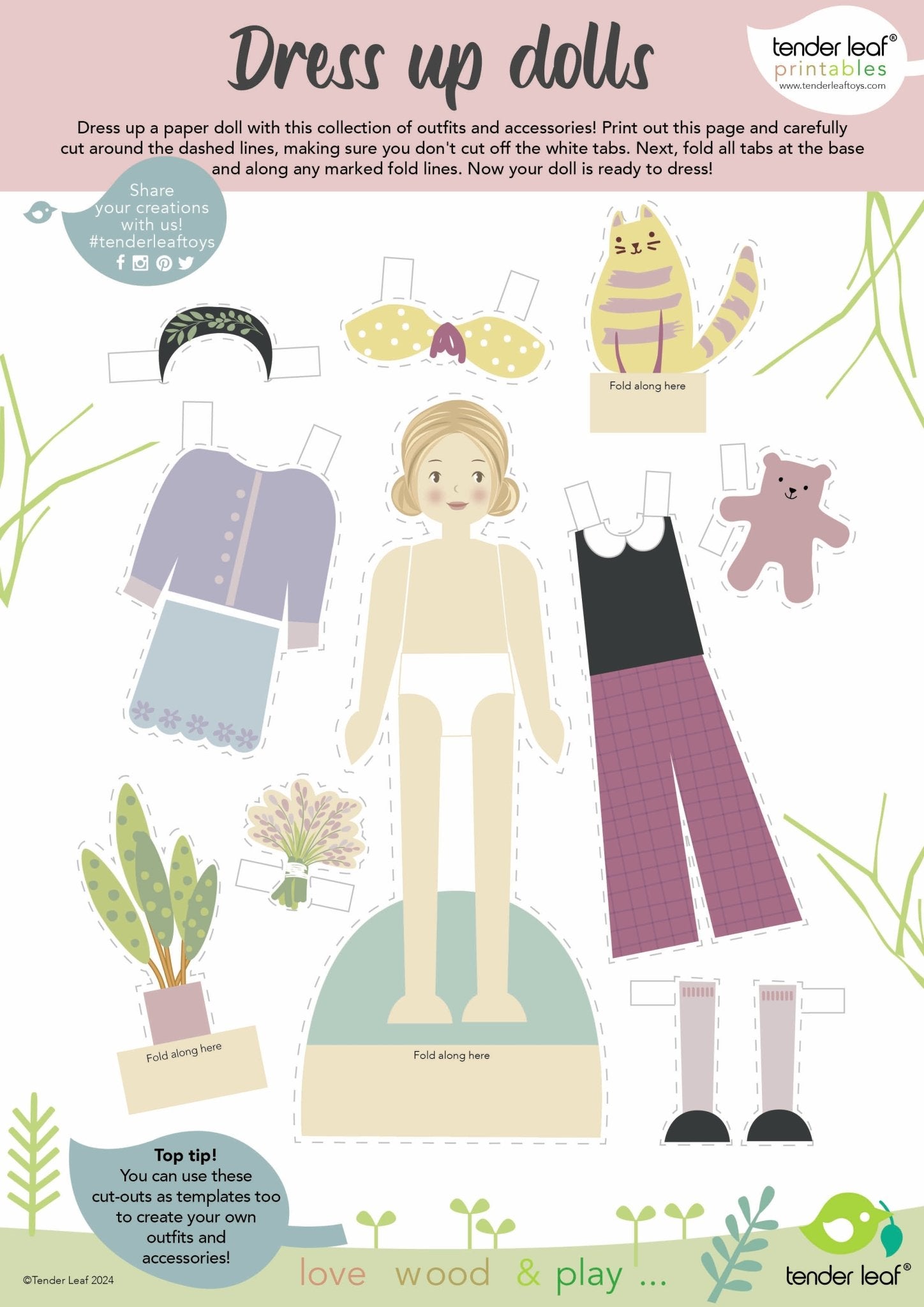 Fearne Wooden Doll - Toby Tiger