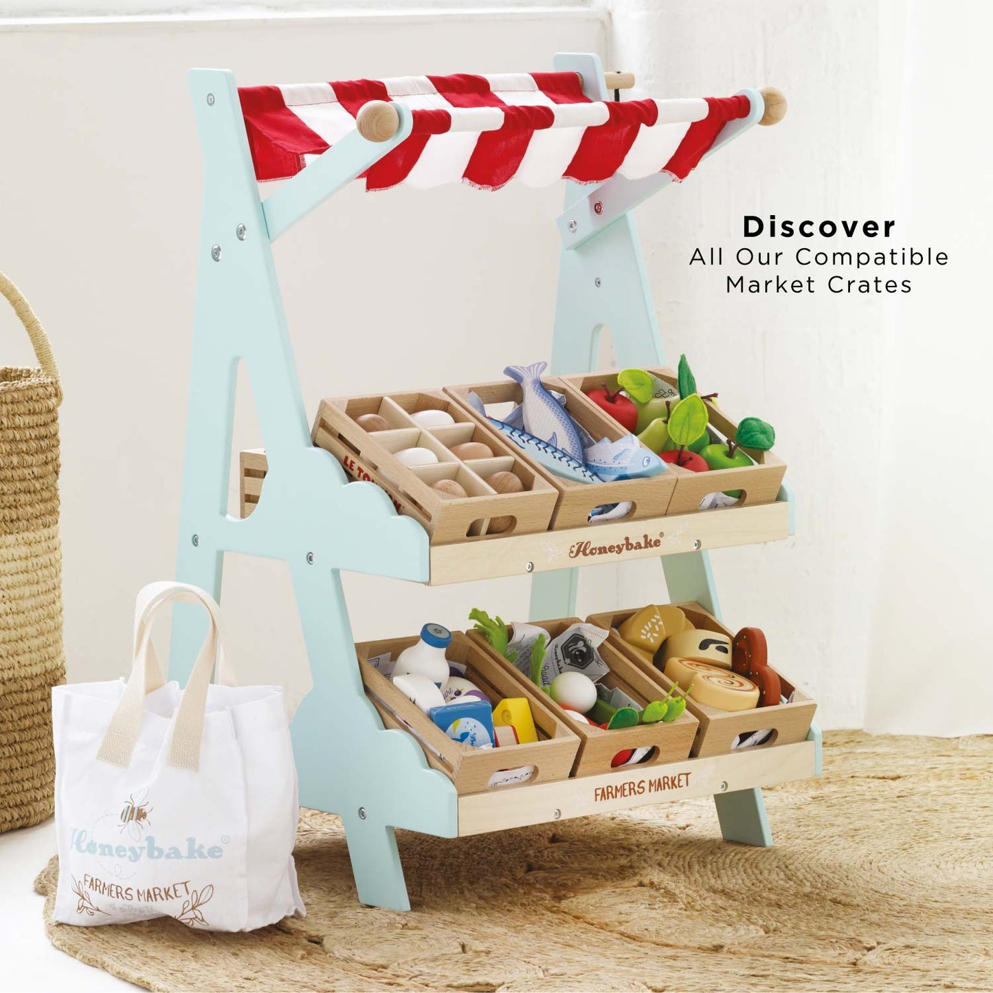 Wooden Market Stall & Fruit Play Food Crate - Toby Tiger