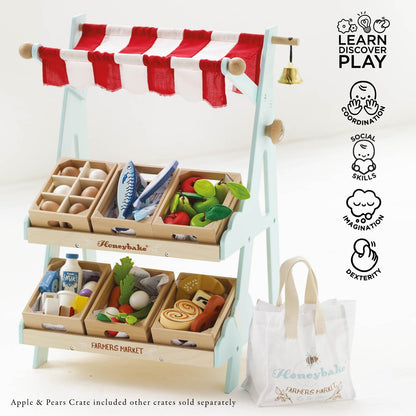 Wooden Market Stall & Fruit Play Food Crate - Toby Tiger