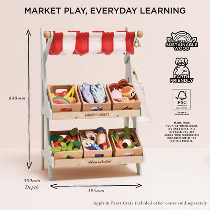 Wooden Market Stall & Fruit Play Food Crate - Toby Tiger