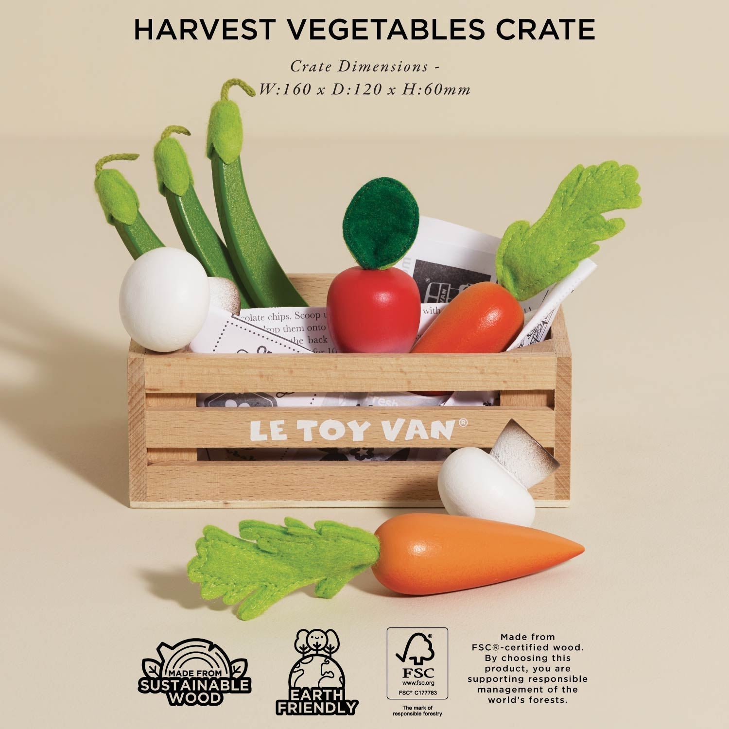 Harvest Vegetables Wooden Food Crate - Toby Tiger UK