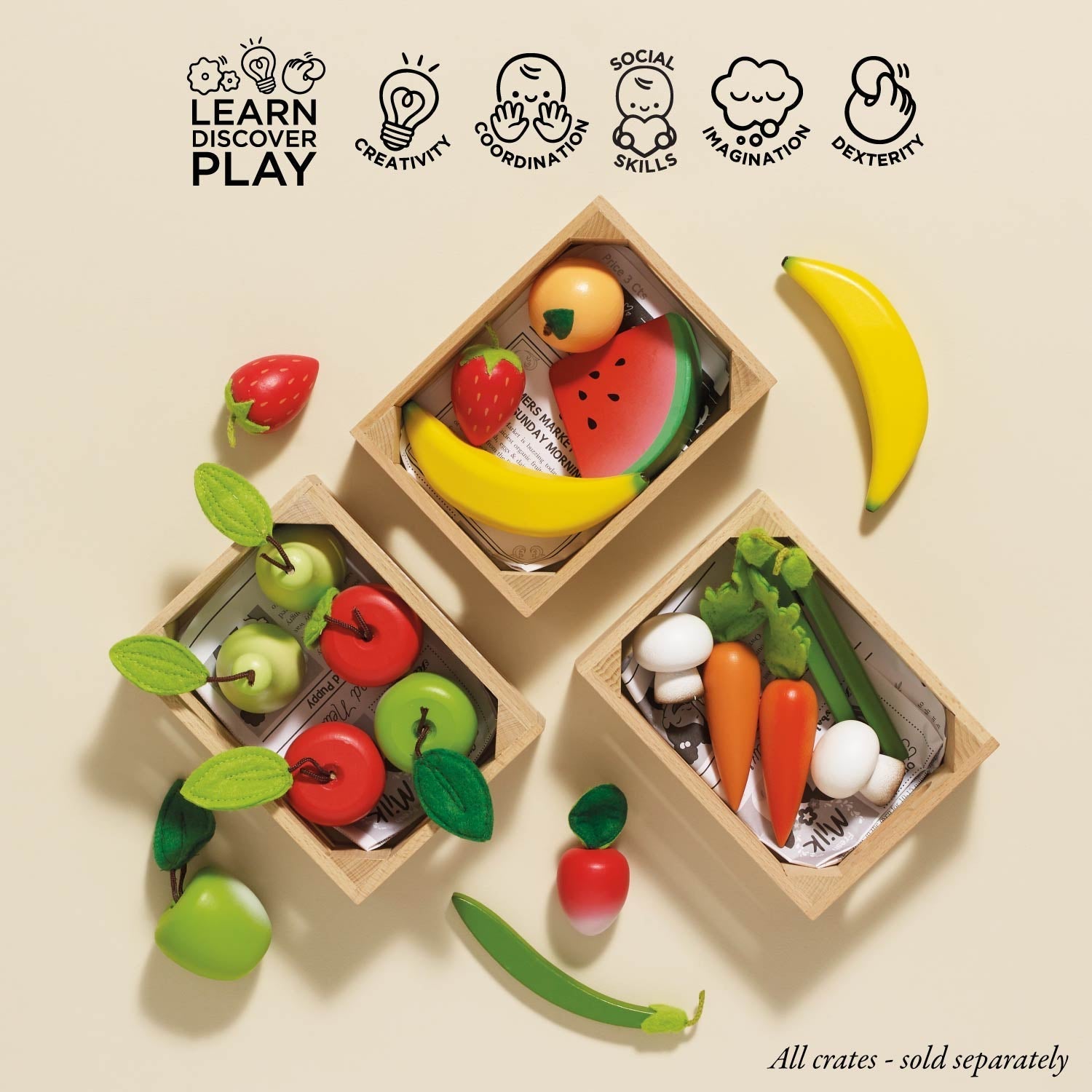 Harvest Vegetables Wooden Food Crate - Toby Tiger UK