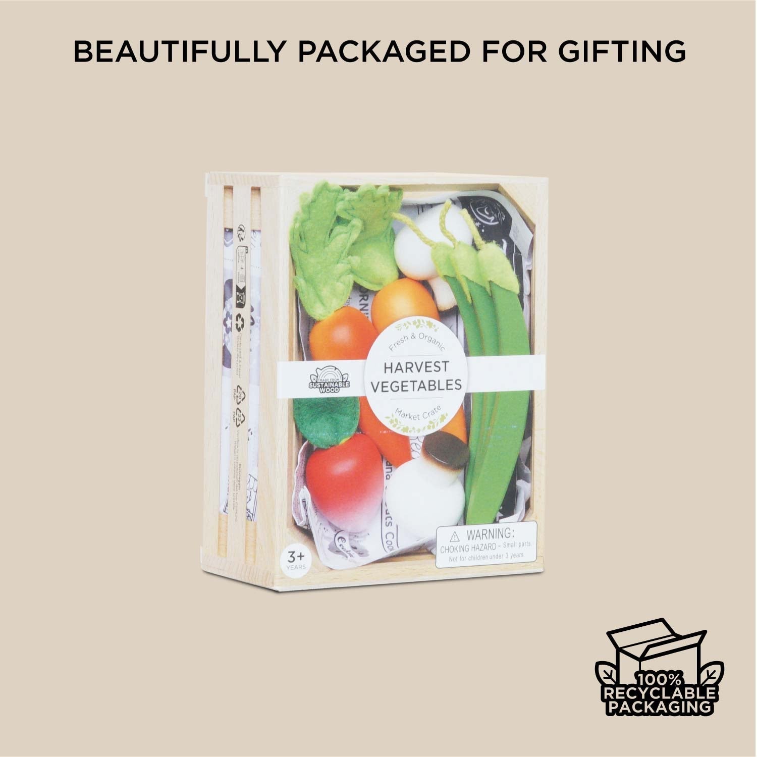 Harvest Vegetables Wooden Food Crate - Toby Tiger UK