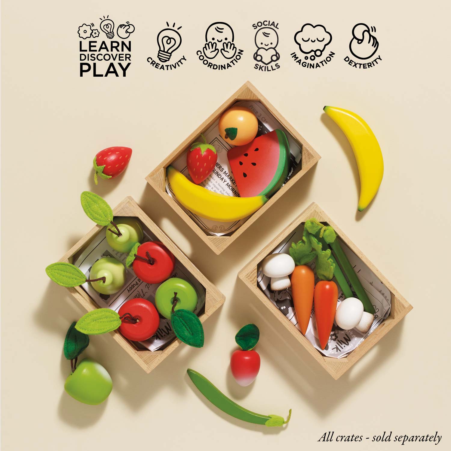 Smoothie Fruit Wooden Market Crate - Toby Tiger UK