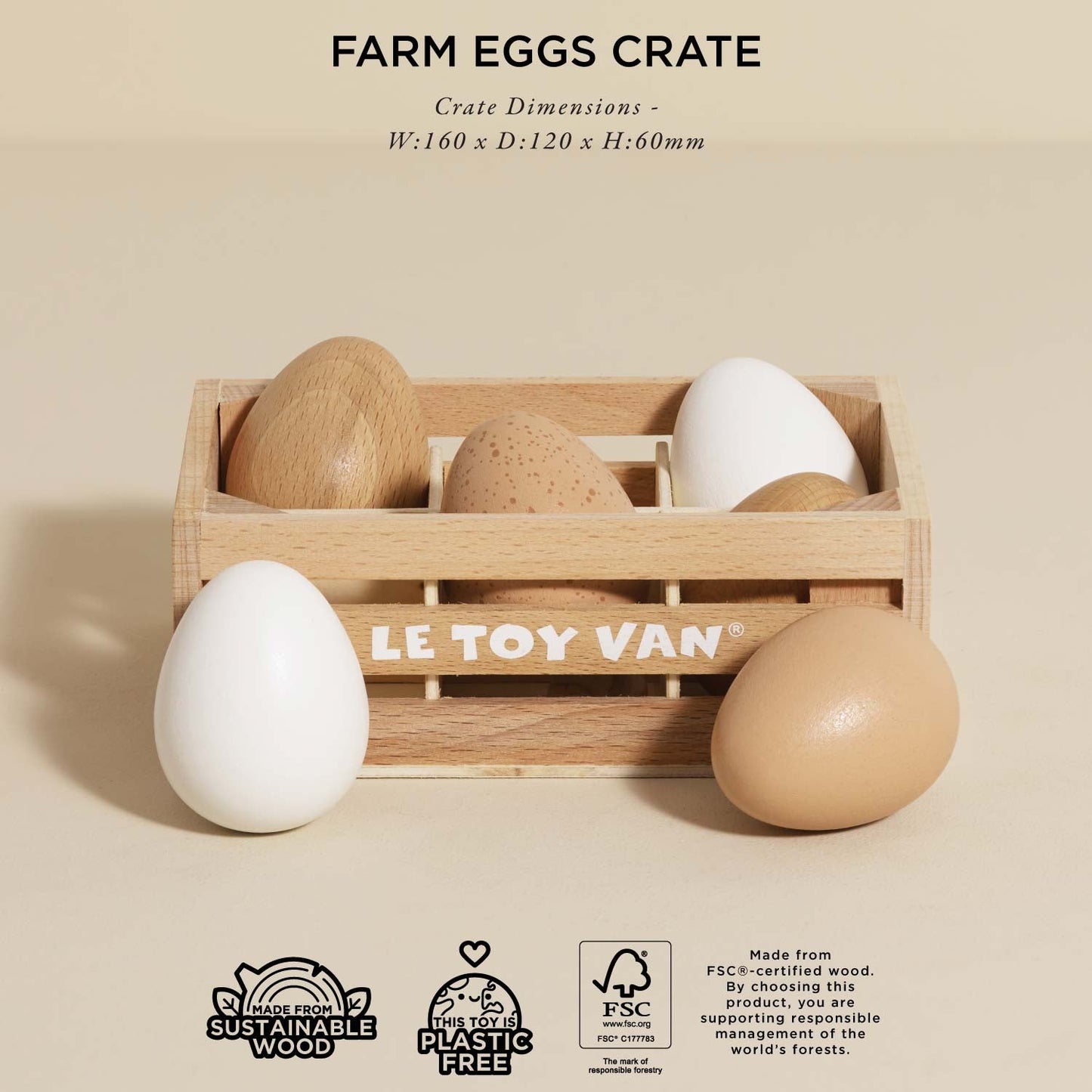 Farm Eggs Wooden Market Crate - Toby Tiger UK